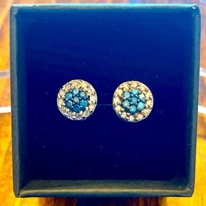 Authentic diamond and light sapphire pierced earrings. Never worn!